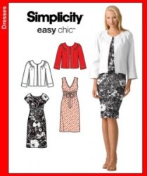 3874 SIMPLICITY CUTE EMPIRE SLEEVES OR NOT DRESS, JACKET PATTERN 8=16